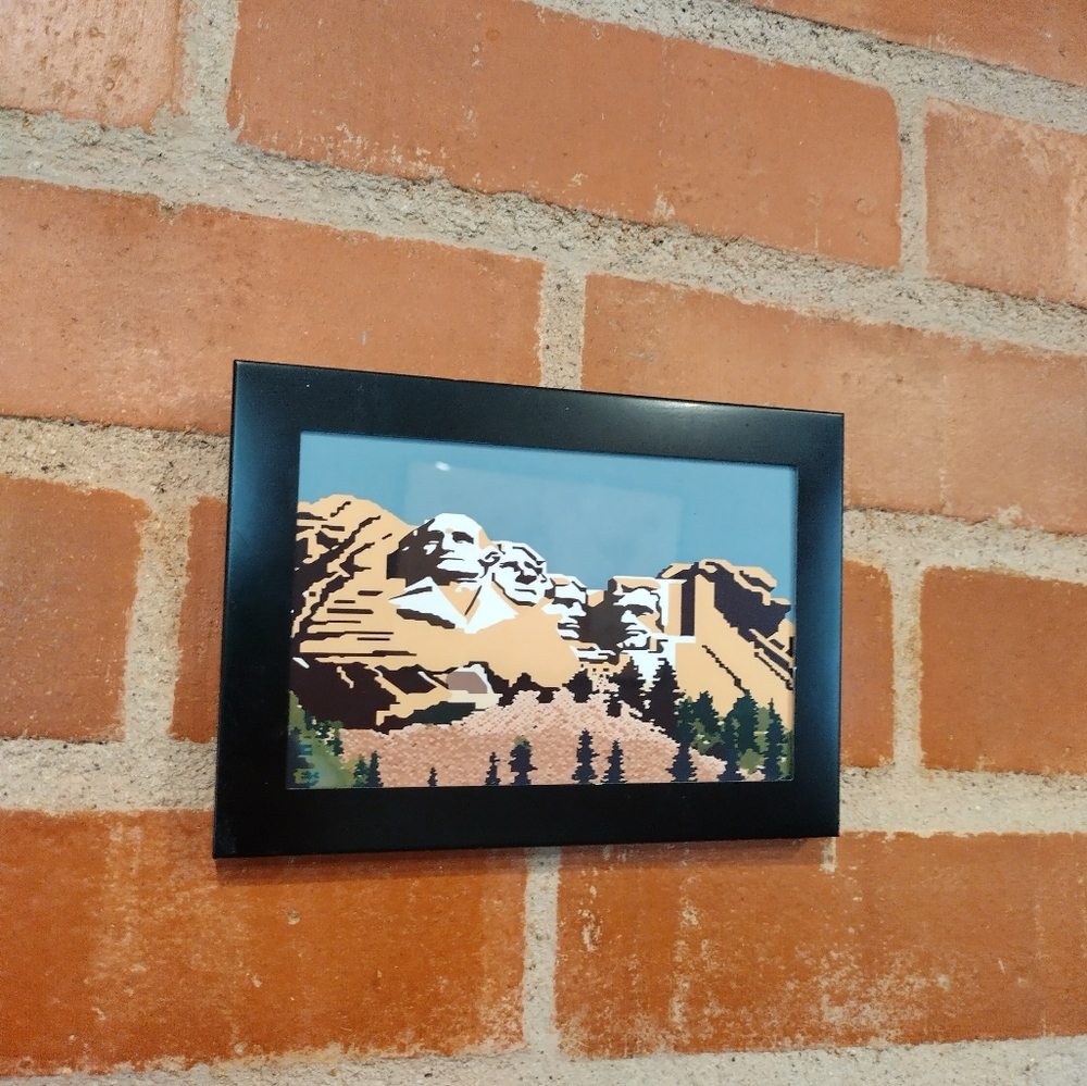 8 Bit Mt Rushmore Framed Mini Art Print lo-fi Pixel Art